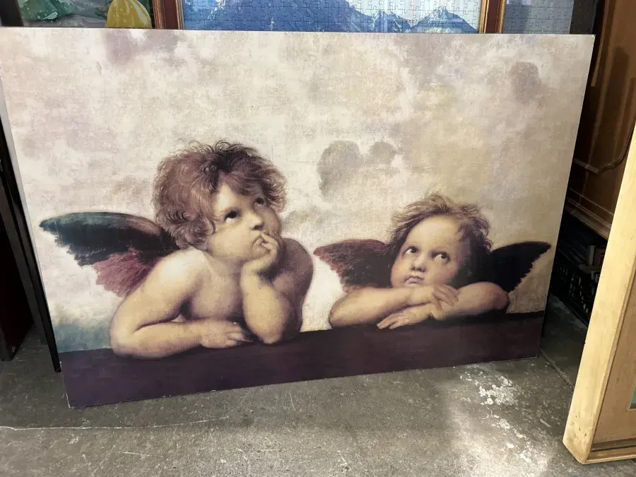 QUADRO CON ANGELI SU LEGNO SENZA CORNICE Piccolo