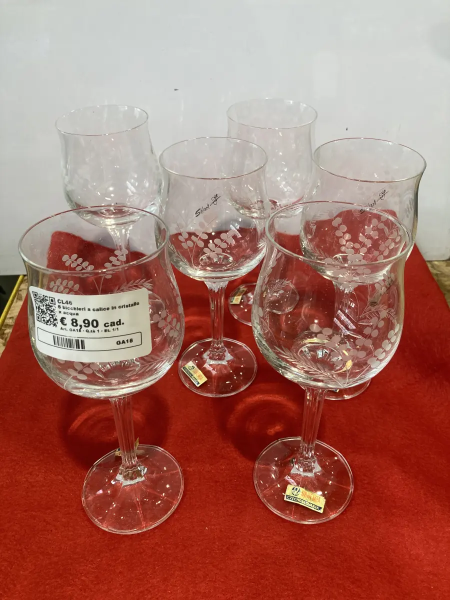 6 bicchieri a calice in cristallo x acqua