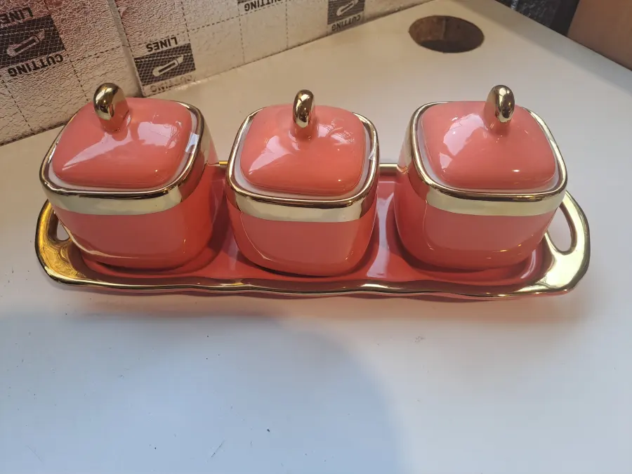set 3 barattoli x spezie in ceramica vassoiocon